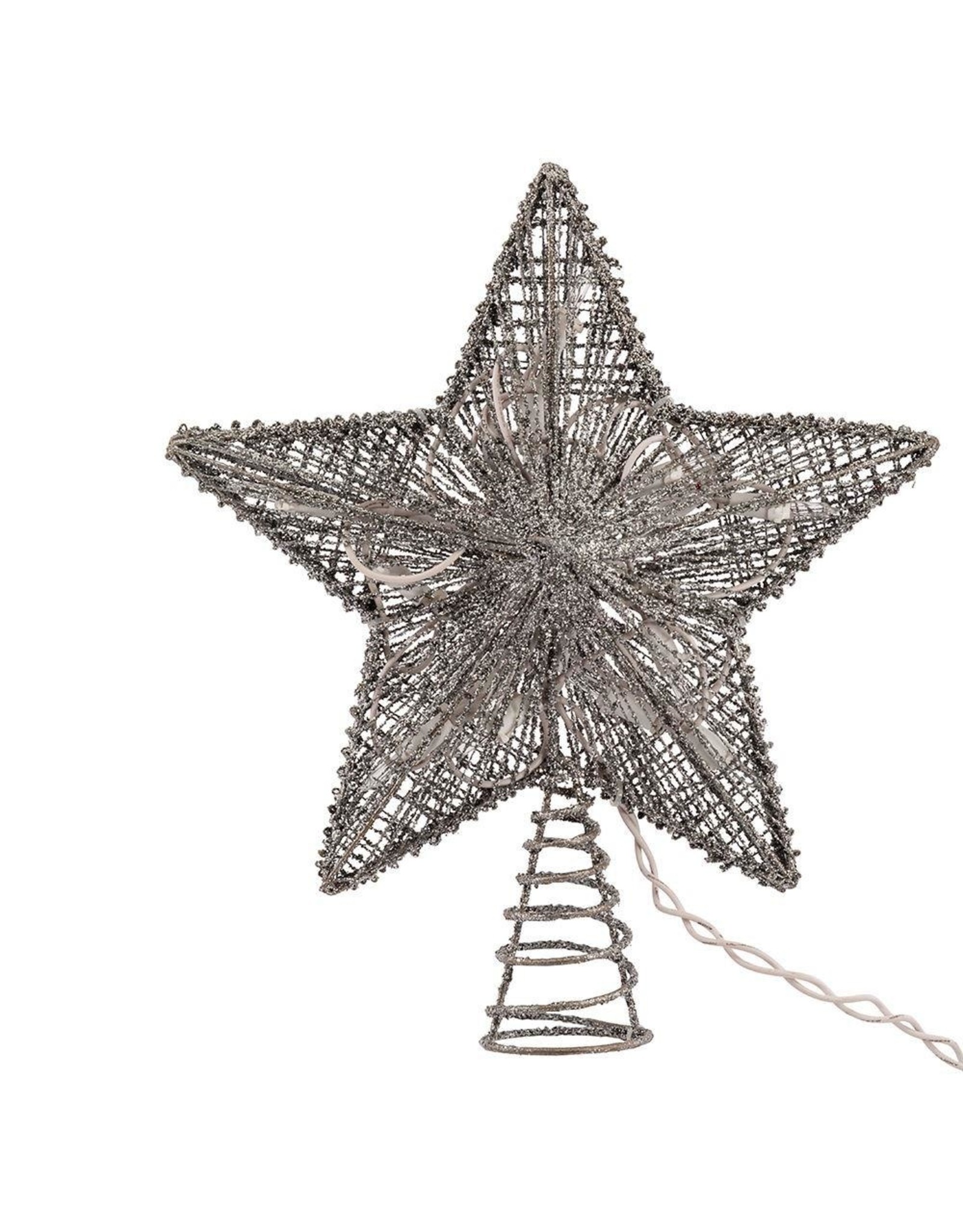 Kurt Adler Silver Star Lighted 10 Inch Christmas Tree Topper
