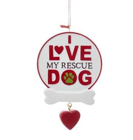 Kurt Adler Rescue Dog Ornament I Love My Rescue Dog