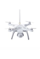 Kurt Adler White And Silver Drone Christmas Ornament 3.5 Inch