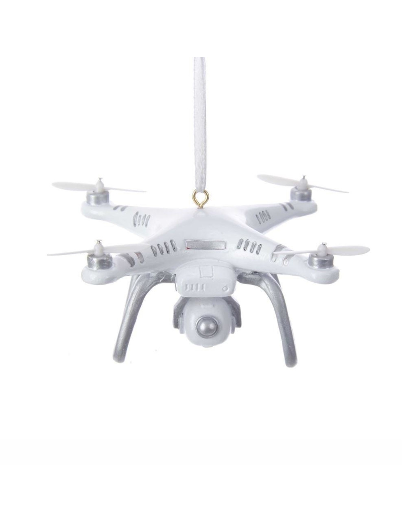 Kurt Adler White And Silver Drone Christmas Ornament 3.5 Inch