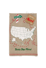 Mud Pie Santa Stop Here Christmas Towel W Mark Your Stop Sleigh Pin