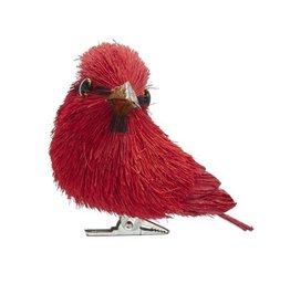 Kurt Adler Red Cardinal Sisal Bird With Clip Ornament 3 Inch RIGHT