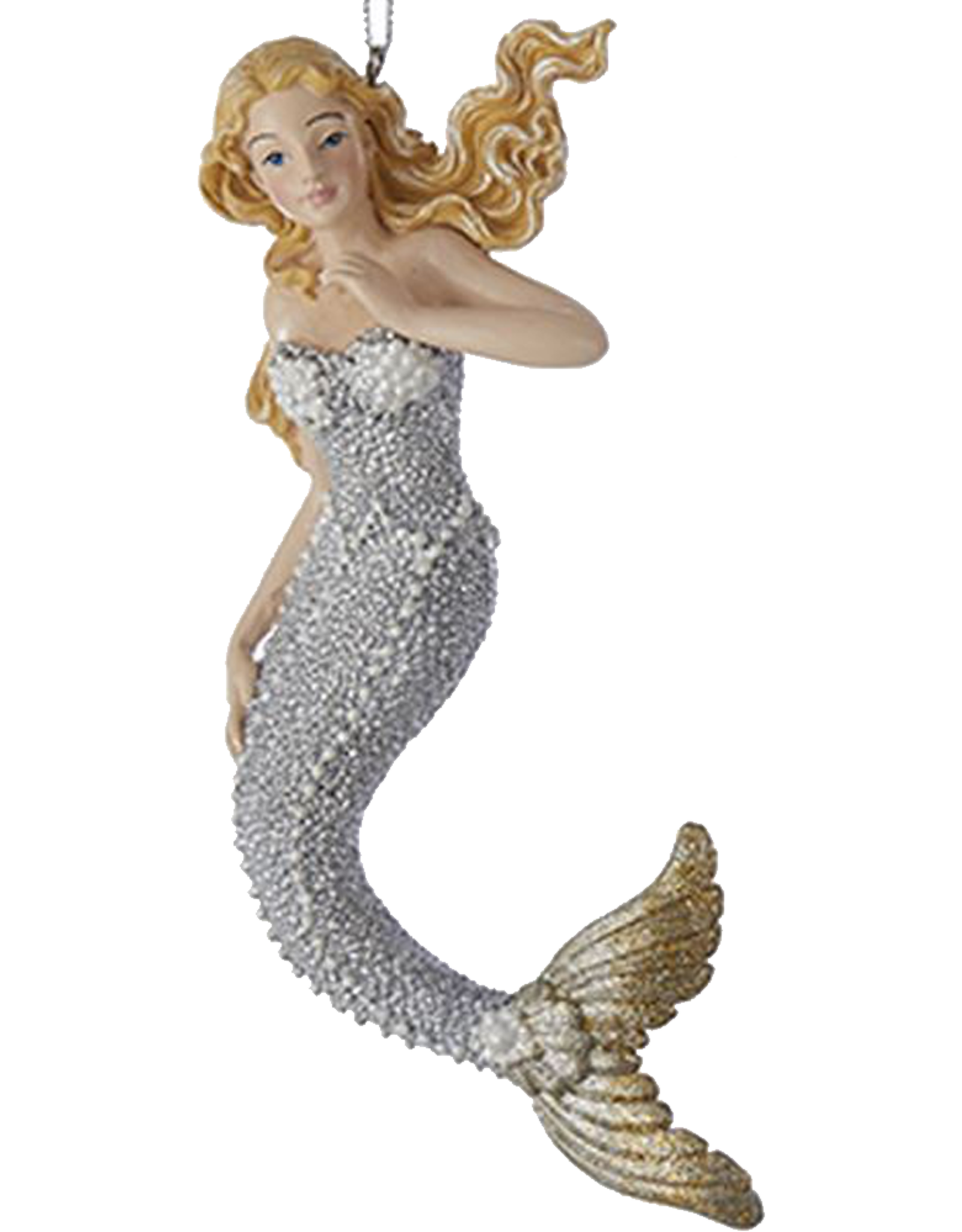Kurt Adler Mermaid Christmas Ornament Silver W Gold Tail -BLTC