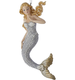 Kurt Adler Mermaid Christmas Ornament Silver W Gold Tail -BLTC