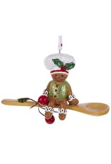 Kurt Adler Gingerbread Chef Boy Utensil Ornament Sitting On Spoon