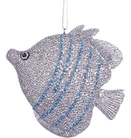 Kurt Adler Tropical Fish Christmas Ornament Silver w Blue Stripes D
