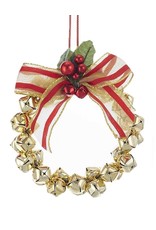 Kurt Adler Metal Gold Bells Mini Wreath Christmas Ornament 4 Inch