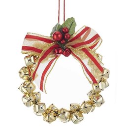 Kurt Adler Metal Gold Bells Mini Wreath Christmas Ornament 4 Inch