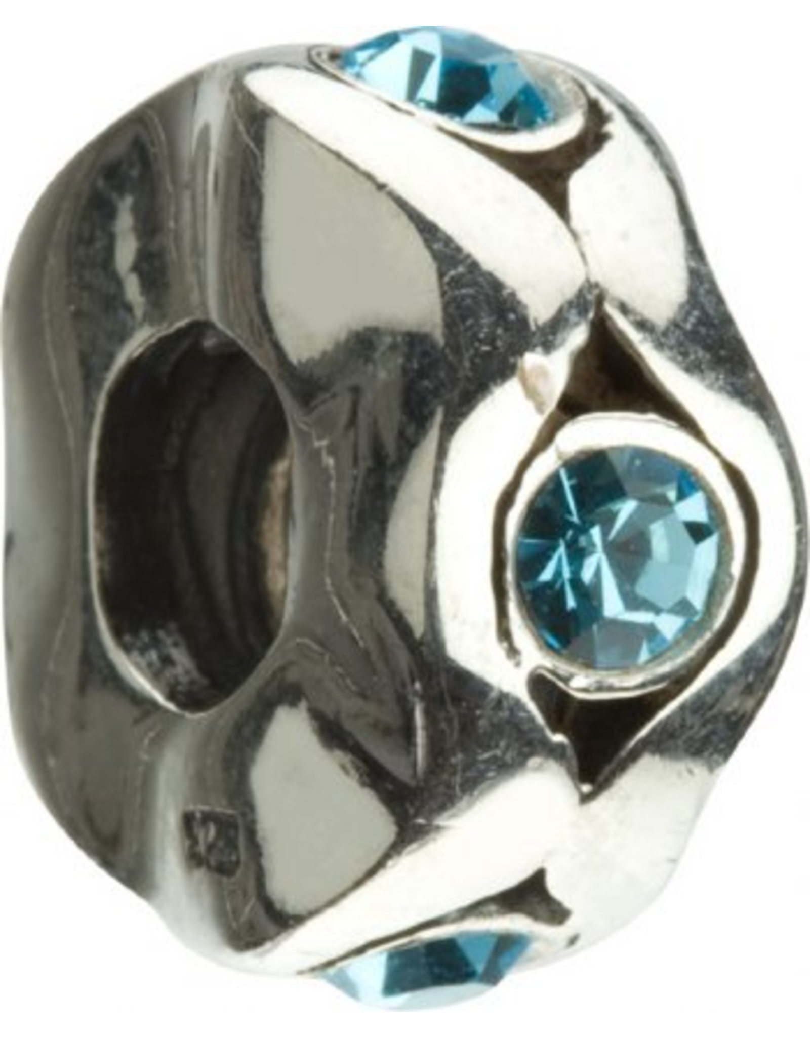 Chamilia Cat Eyes Aquamarine Silver Bead w CZ JB-12B