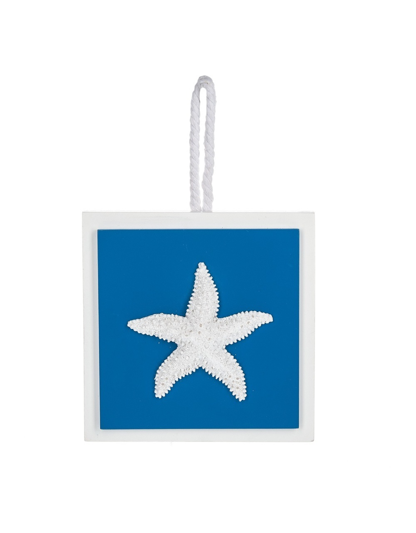 Midwest-CBK Decorative Square Wall Plaque on Rope Hanger Starfish