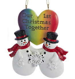 Kurt Adler Pride Gay Snow-Men Couple First Christmas Together Ornament