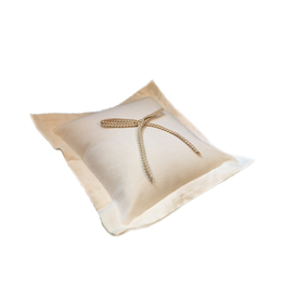 MFH Wedding Ring Bearer Pillow 8x8 White Cotton w Jute Bow