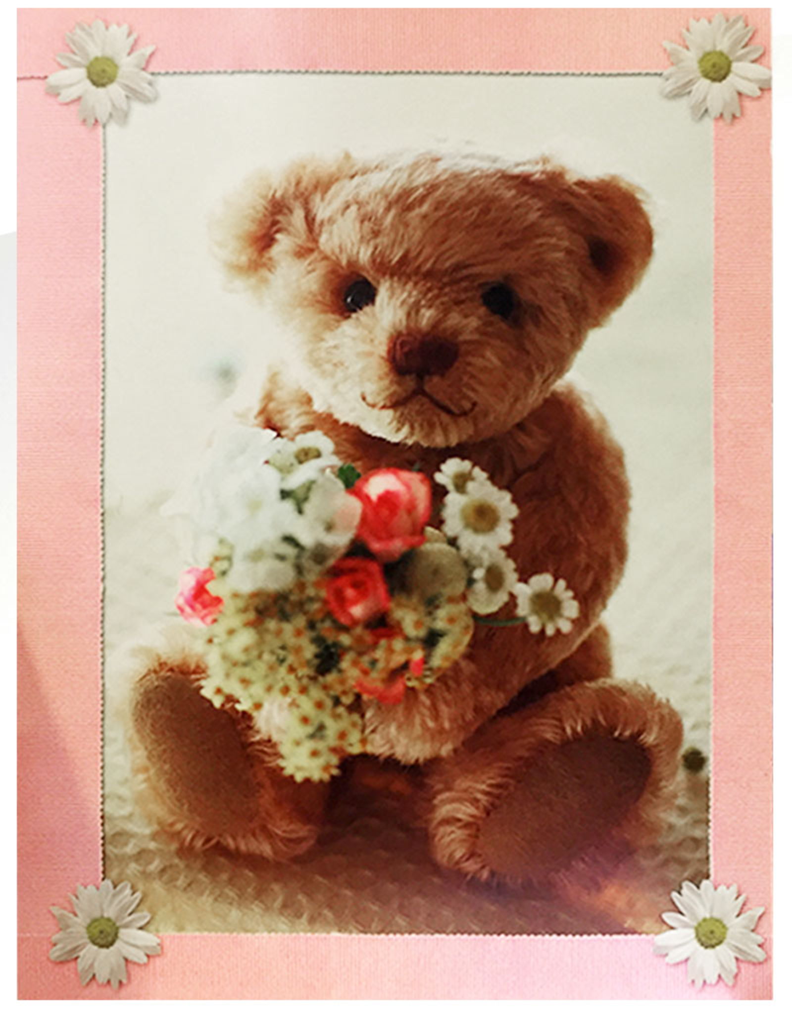 Mothers Day Card Teddy Bear With Flowers