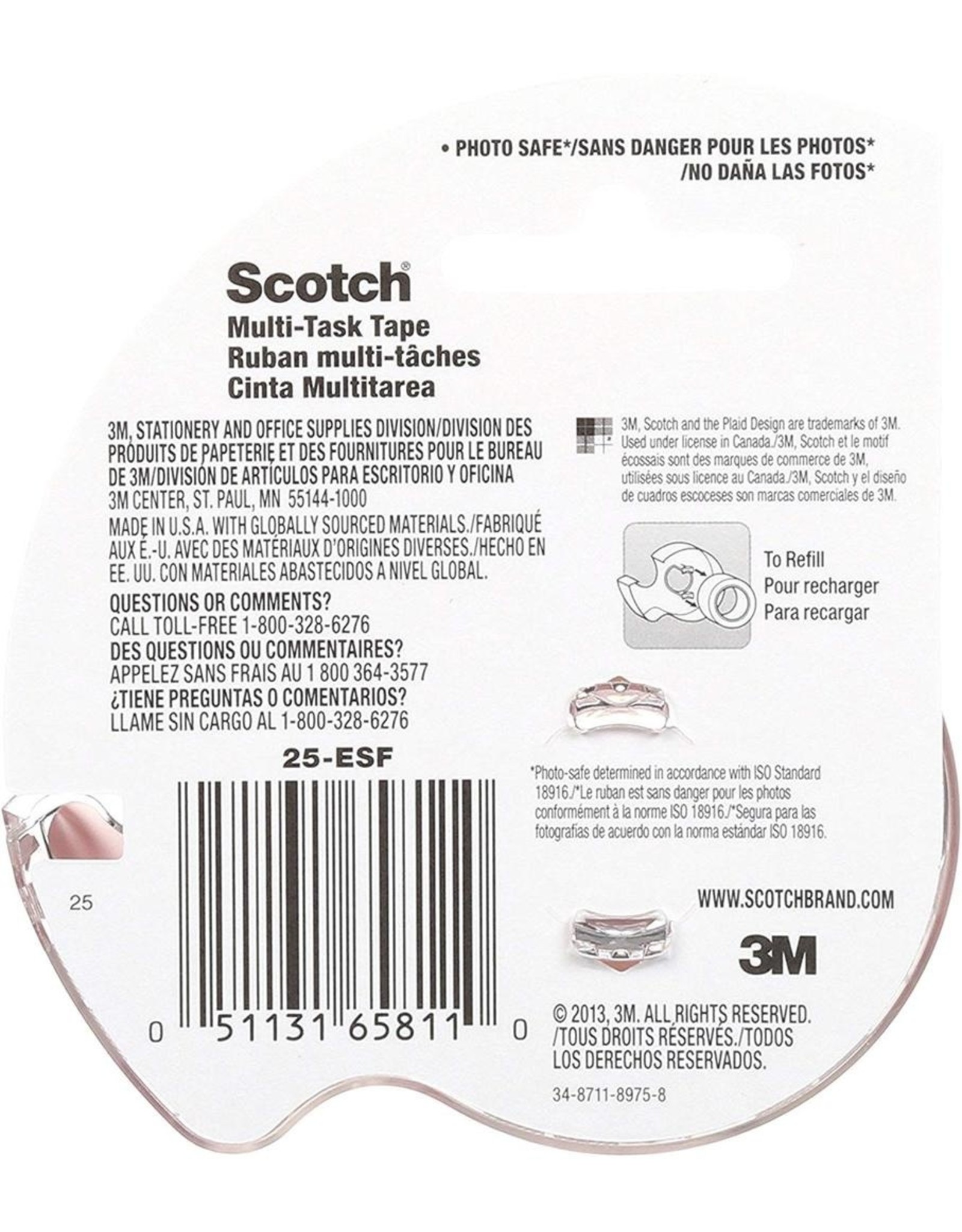 Scotch® Scotch® MultiTask Tape Roll Clear Gloss 0.75W x 650 Inches