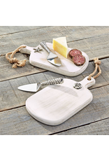 Mud Pie Wooden Paddle Cheese Board 10x5 inch w Knife - Sand Dollar