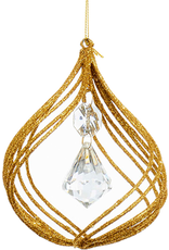 Kurt Adler Gold Glitter Wire with Clear Jewel Center Ornament | Onion