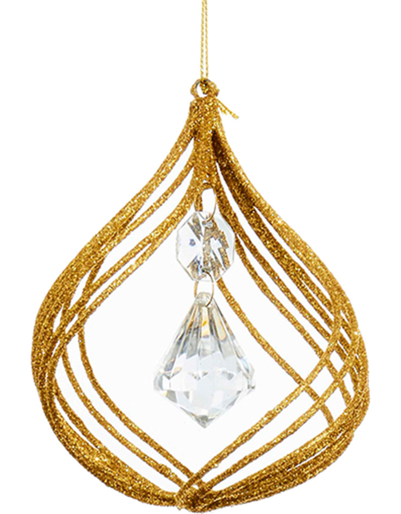 Kurt Adler Gold Glitter Wire with Clear Jewel Center Ornament | Onion