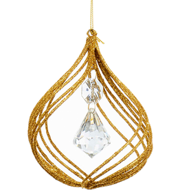 Kurt Adler Gold Glitter Wire with Clear Jewel Center Ornament | Onion