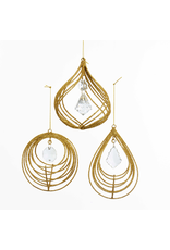 Kurt Adler Gold Glitter W Acrylic Crystal Drop Christmas Ornaments Set