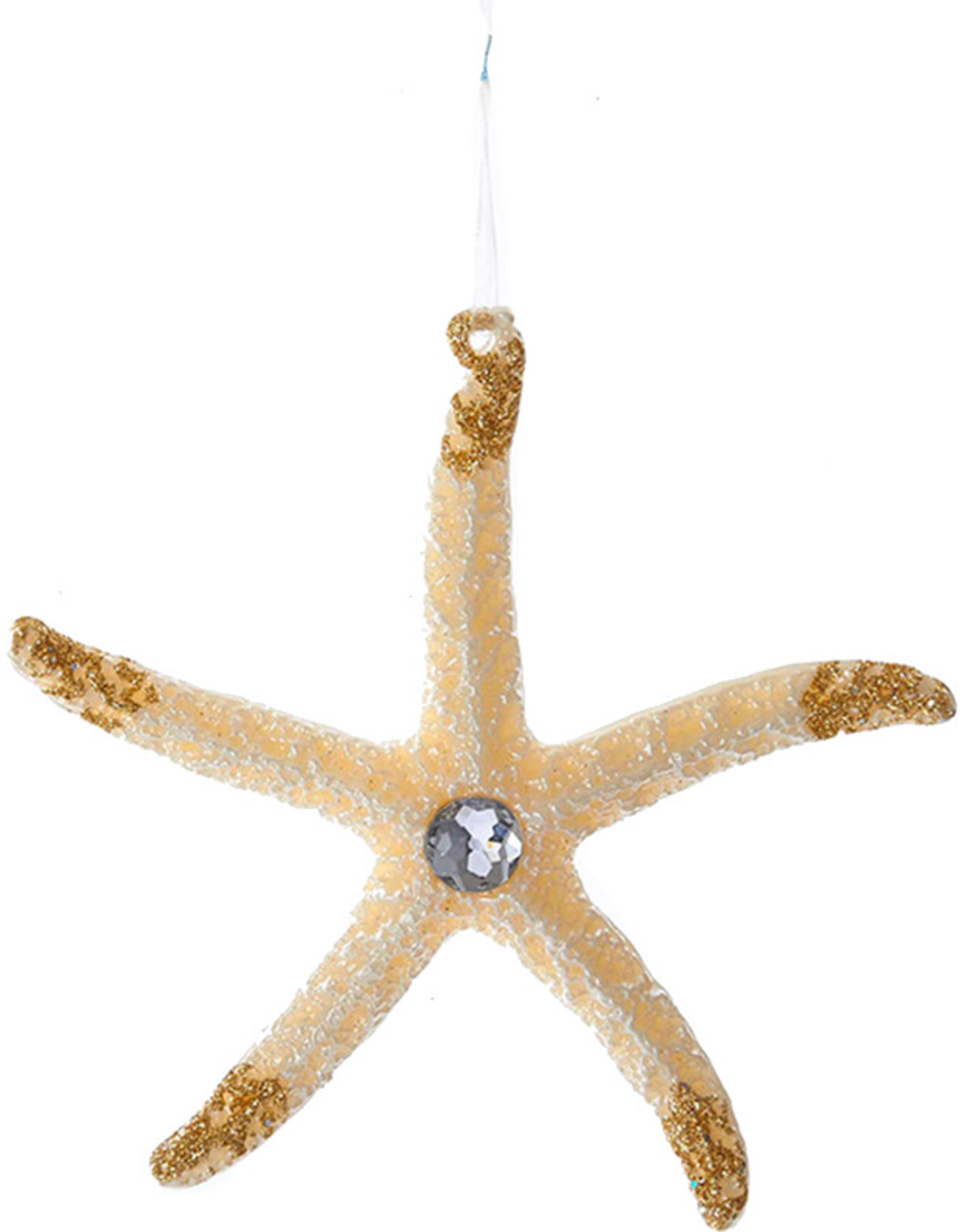 Kurt Adler Starfish w Gem Sea-Life Christmas Ornament 5in Gold Tips