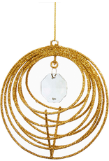 Kurt Adler Gold Glitter Wire with Clear Jewel Center Ornament | Round