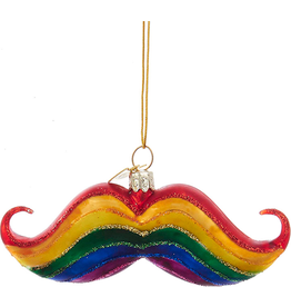 Kurt Adler Glass Gay Pride Mustache Ornament 4 inch Noble Gems