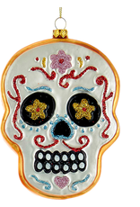 Kurt Adler Noble Gems Day of the Dead Skull Ornament 5 inch White