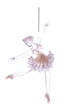 Kurt Adler Ballerina in Tutu w Pink Glitter Acrylic Ornament Head DOWN