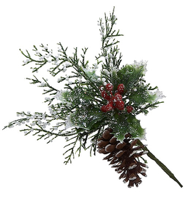 Kurt Adler Holly Berry Pine Cone n Branch Pick Christmas Flowers Floral