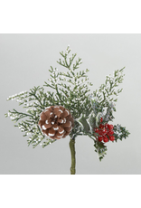 Kurt Adler Holly Berry Pine Cone n Branch Pick Christmas Flowers Floral