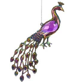 Kurt Adler Acrylic Peacock Bird Ornament 5 inch -A