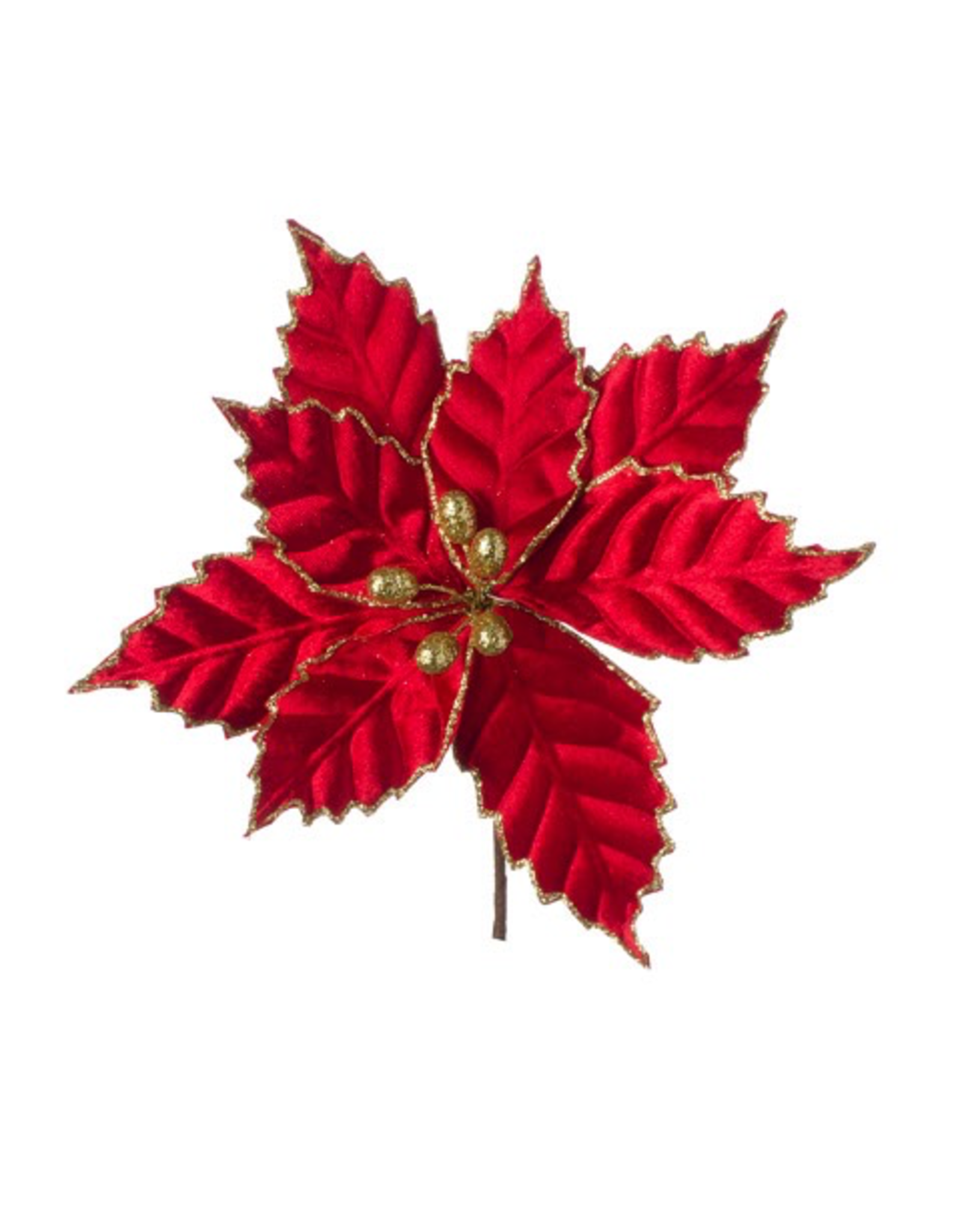 Darice Poinsettia Pick Red W Gold Glitter Edge Christmas Pick Digs N Gifts