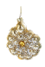 Kurt Adler Glitter w Gems Shell Ornament 3 inch - Gold Nautilus