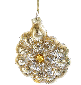 Kurt Adler Glitter w Gems Shell Ornament 3 inch - Gold Nautilus