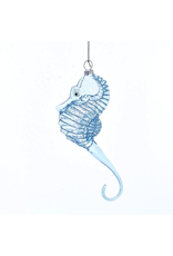 Kurt Adler Blue Seahorse Glass w Glitter Christmas Ornament 6.7 inch