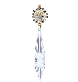 Kurt Adler Icicle Ornament w Jewels and Pearls 5.6 inch -B