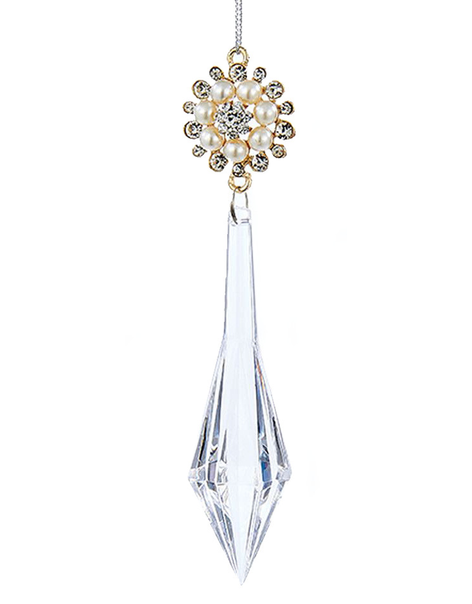 Kurt Adler Icicle Ornament w Jewels and Pearls 5.6 inch -A