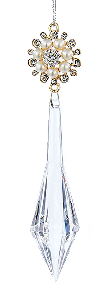 Kurt Adler Icicle Ornament W Jewels and Pearls 5.6 inch -A