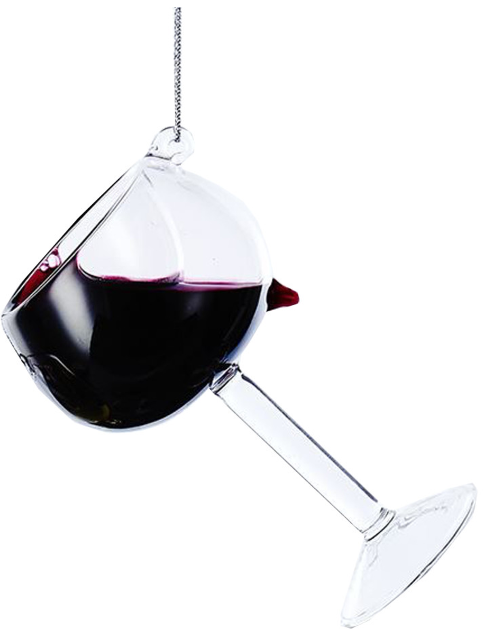 Kurt Adler Glass Wine Glass Ornament - Burgundy Wine Glass 4 inch