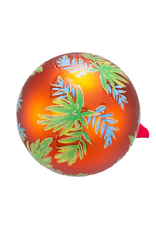 Kurt Adler Tropical Palm Leaf w Bow Glass Ball Ornaments 80MM Set of 6