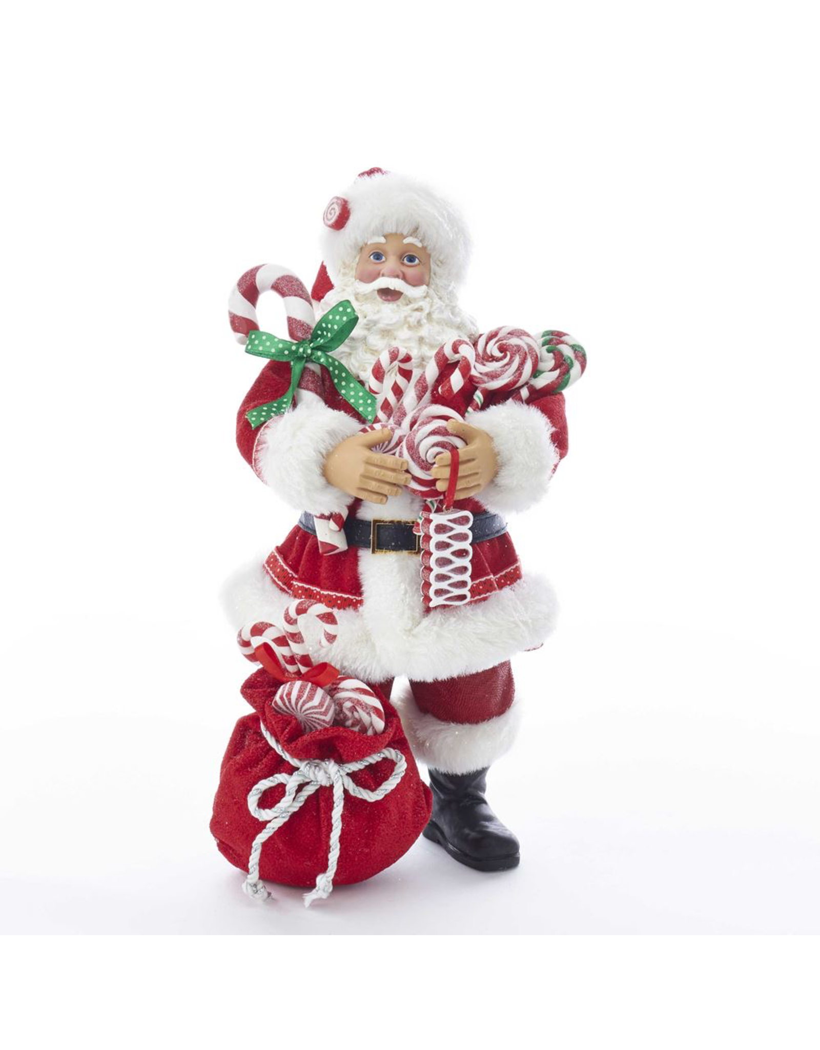 Kurt Adler Fabriche Santa With Christmas Candy Canes and Candy Sack