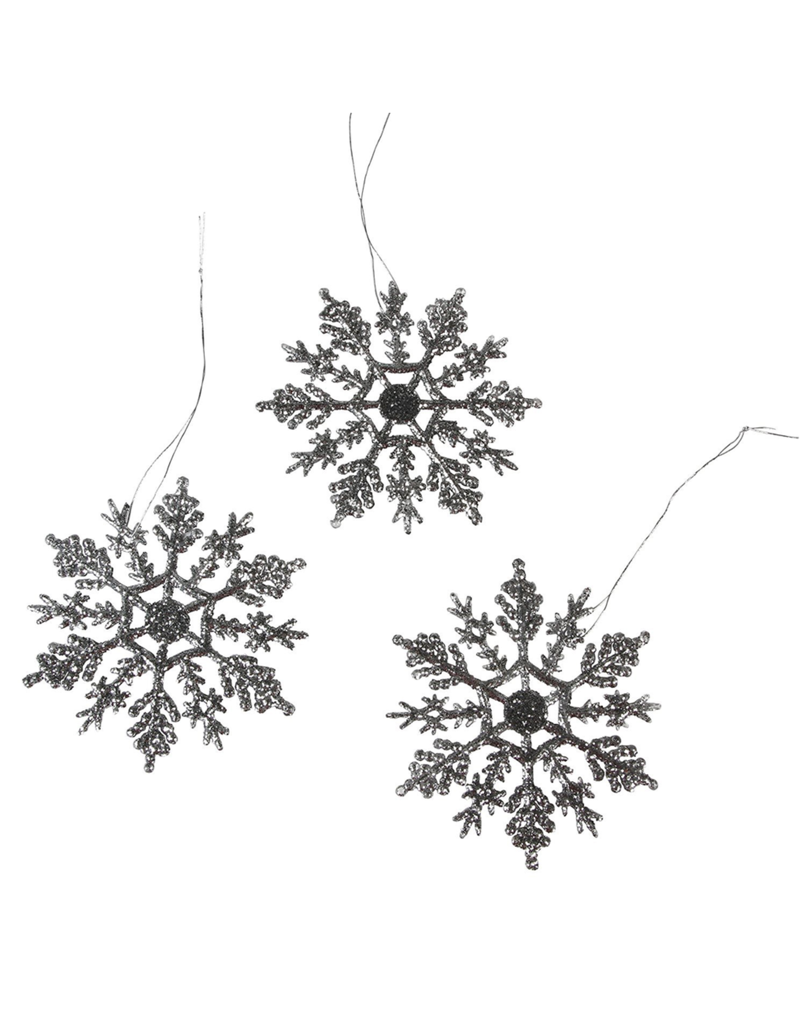 Darice Glittered Snowflakes Ornaments 4 inch 10-Pack Silver