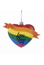 Kurt Adler Gay Pride Rainbow Heart w Love is Love Ornament 4 inch