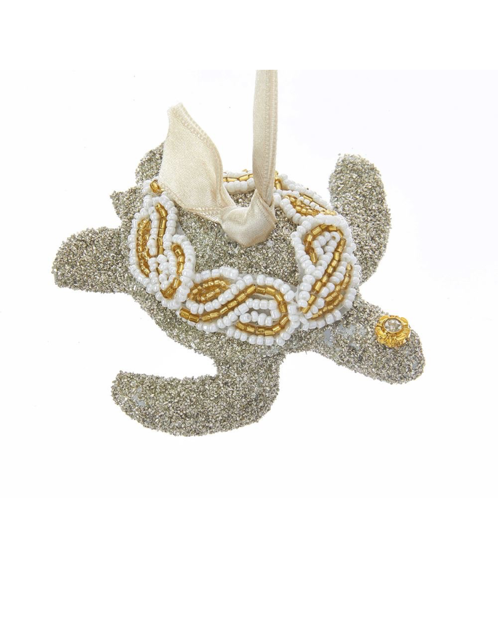 Kurt Adler Vintage Glamour Glass Glitter Sea Turtle Ornament