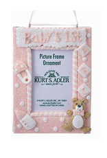 Kurt Adler Babys First Frame Christmas Ornament - Pink