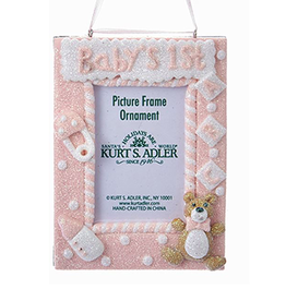 Kurt Adler Babys First Frame Christmas Ornament - Pink