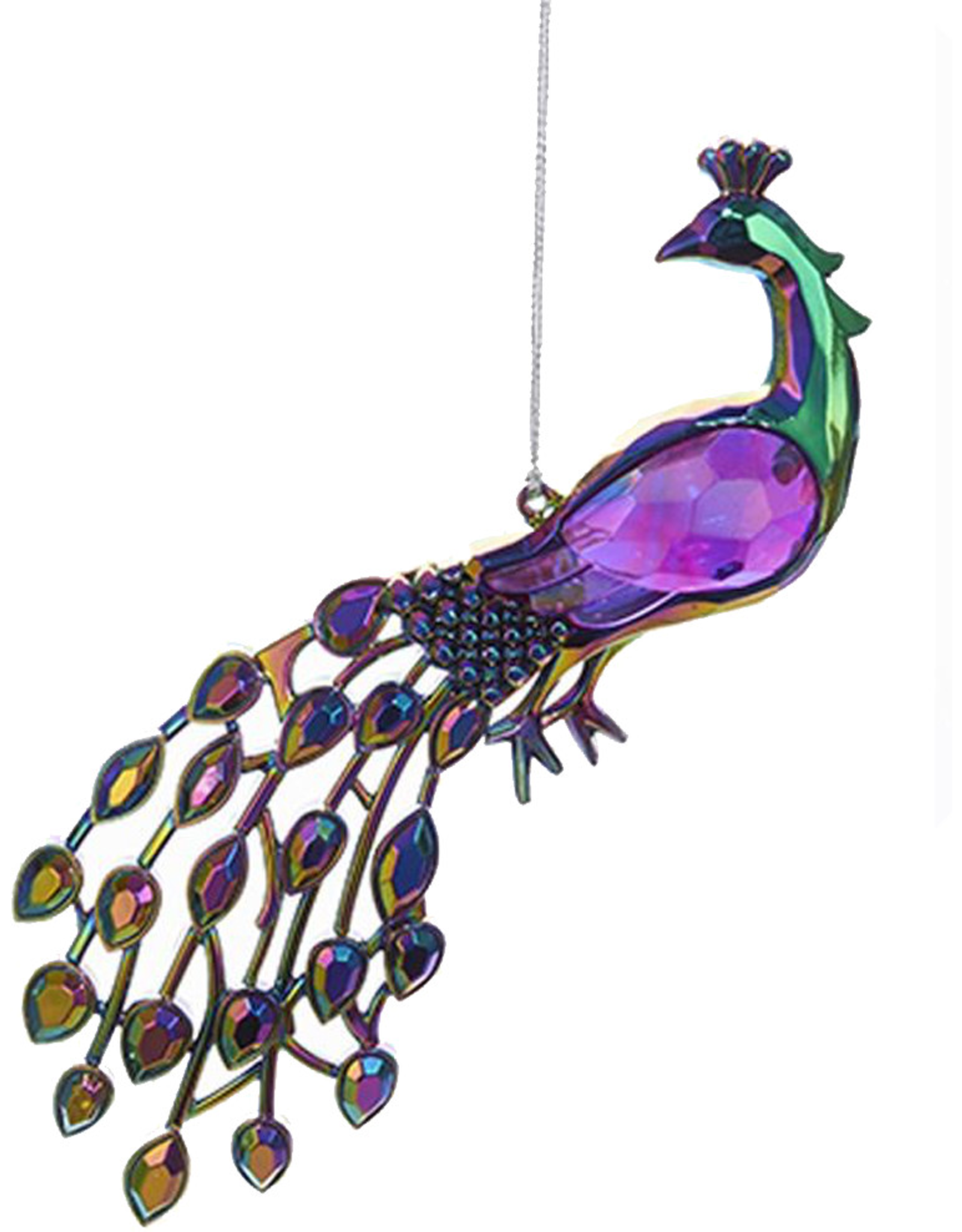 Kurt Adler Acrylic Peacock Bird Ornament 5 inch -B