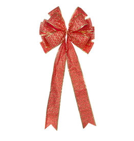 Darice Christmas Gold Red Chevron Bow - Tree Topper 11x22 inch