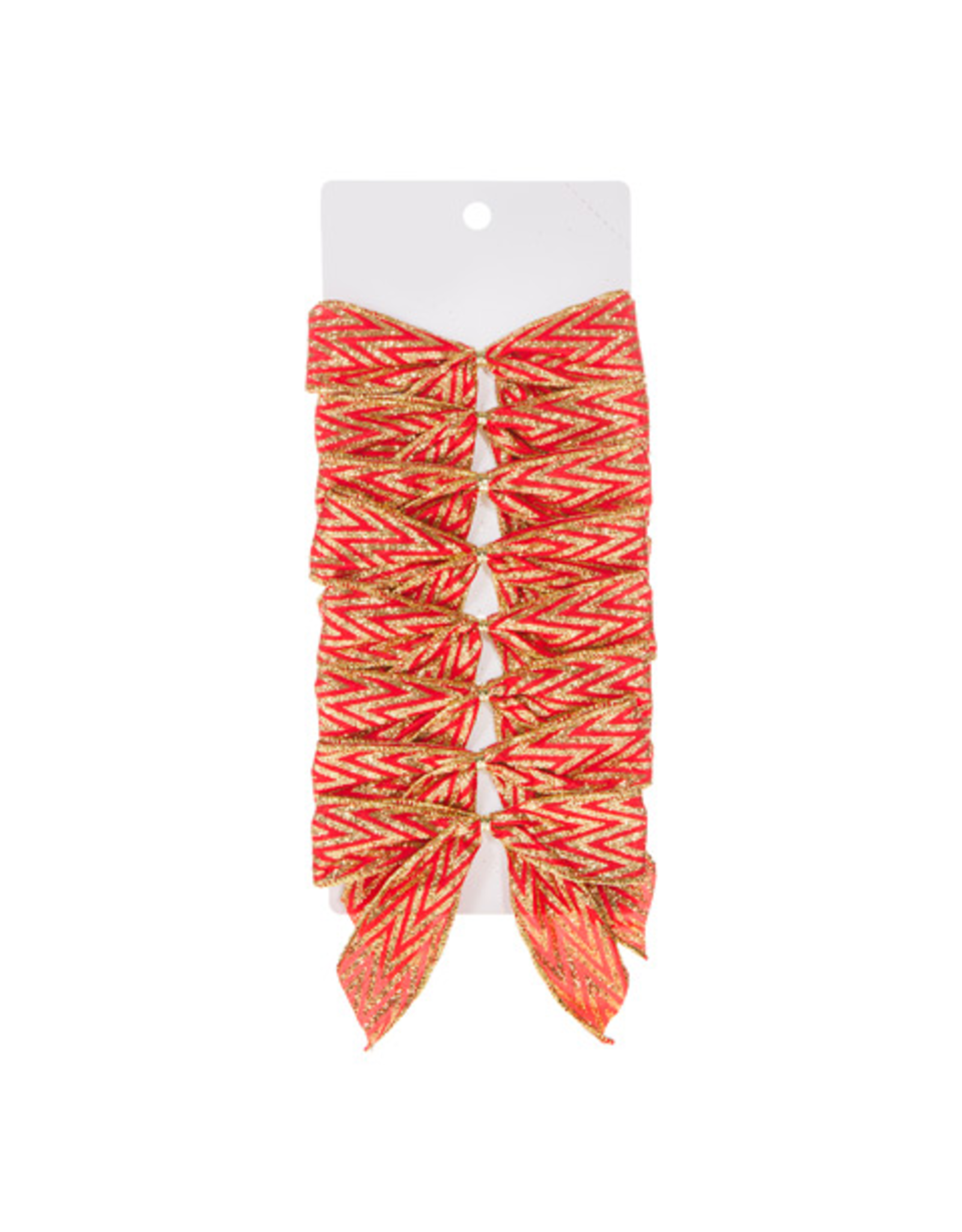 Darice Christmas Gold Red Chevron Glittered Bows 5x4.5 inch Set of 8