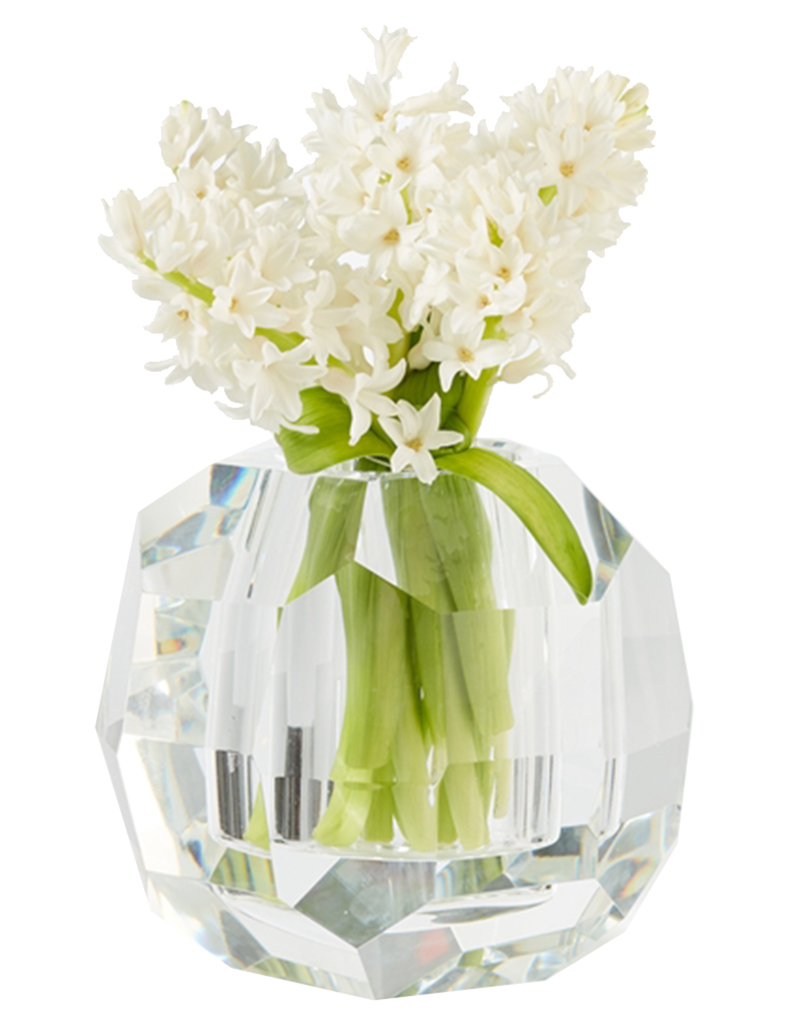 Octagonal Glass Crystal Vase Candle Holder 6.25H x 7D